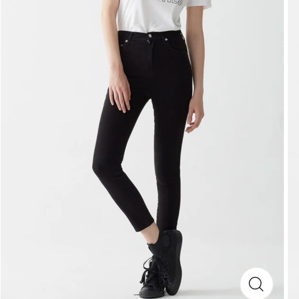 Agolde Roxanne Super High Rise Skinny Jeans Jet Black Side 24 A051-799 Stretch